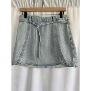 Pacsun Light Wash Denim Mini Skirt Womens Tulip Hem with Belt